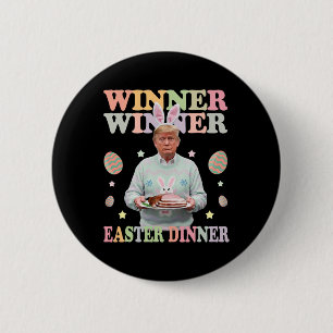 Winnaar Paasdiner President Trump Happy Ronde Button 5,7 Cm