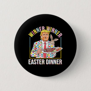 Winnaar Paasdiner President Trump Happy Ronde Button 5,7 Cm