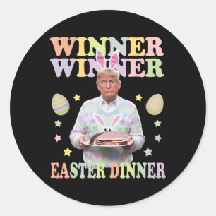 Winnaar Paasdiner President Trump Happy Ronde Sticker