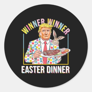 Winnaar Paasdiner President Trump Happy Ronde Sticker