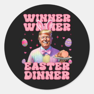 Winnaar Paasdiner President Trump Happy Ronde Sticker