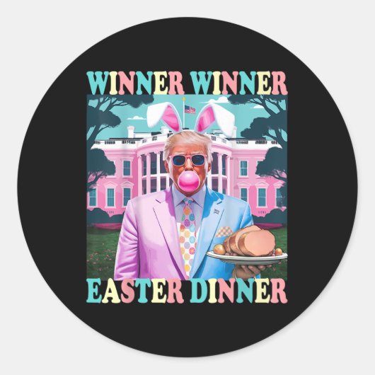 Winnaar Paasdiner President Trump Happy Ronde Sticker (Voorkant)