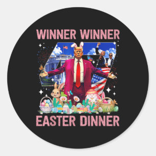 Winnaar Paasdiner Trump Bunny Hunt Eieren Happy E Ronde Sticker