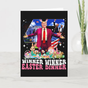 Winnaar Paasdiner Trump Konijn Jacht Eieren Gelukk Kaart
