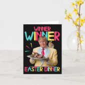 Winnaar Pasen Diner Funny Trump Bunny Happ Kaart (Gele Bloem)