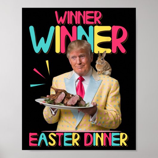 Winnaar Pasen Diner Funny Trump Bunny Happ Poster (Voorkant)