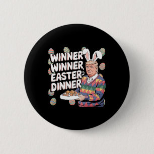 Winnaar Pasen Diner Trump Konijn Jacht Eieren Gelu Ronde Button 5,7 Cm