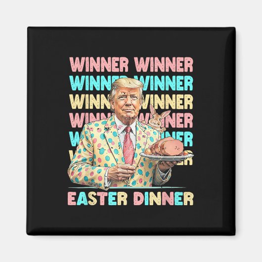 Winnaar Pasen Dinner Days Trumps Bunny Rabbit Resu Magneet (Voorkant)
