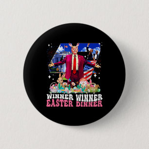 Winnaar Pasen Dinner Trump Konijn Jacht Eieren Gel Ronde Button 5,7 Cm