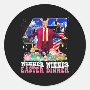 Winnaar Pasen Dinner Trump Konijn Jacht Eieren Gel Ronde Sticker