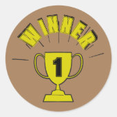 Winnaar prijs spel avond partij winst trofee ronde sticker (Voorkant)