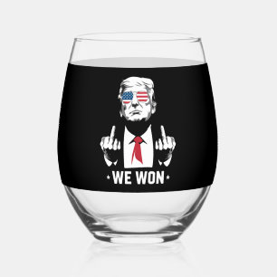 Winnaar Trump We Won Inauguratie Dag 47ste Wijnglas Zonder Voet