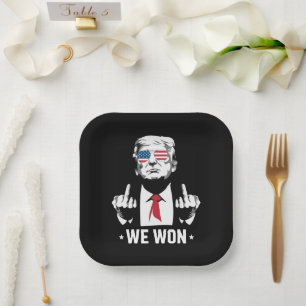 Winnaar Trump We Won Inauguratie Dag 47th  Papieren Bordje