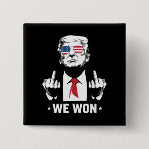 Winnaar Trump We Won Inauguratie Dag 47th  Vierkante Button 5,1 Cm