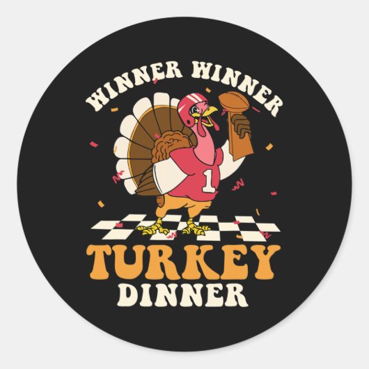 Winnaar Turkije Diner Football Herfst Herfst Thank Ronde Sticker (Voorkant)
