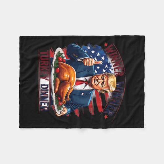 Winnaar Turkije Diner Grappig Trump Thanksgiving Fleece Deken (Voorkant (Horizontaal))