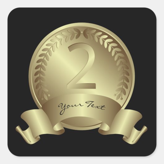 Winnaar voor Silver Medal & Custom text Award Vierkante Sticker (Voorkant)