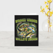 Winnaar Walleye Dinner Funny Walleye Gevist Kaart (Gele Bloem)