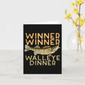 Winnaar Walleye Dinner Vist Funny Fisherman Mannen Kaart (Gele Bloem)