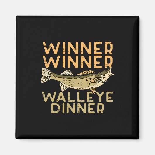 Winnaar Walleye Dinner Vist Funny Fisherman Mannen Magneet (Voorkant)
