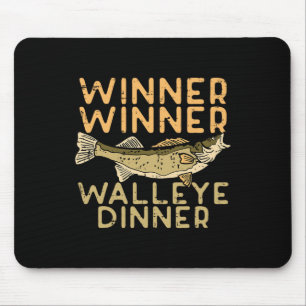 Winnaar Walleye Dinner Vist Funny Fisherman Mannen Muismat