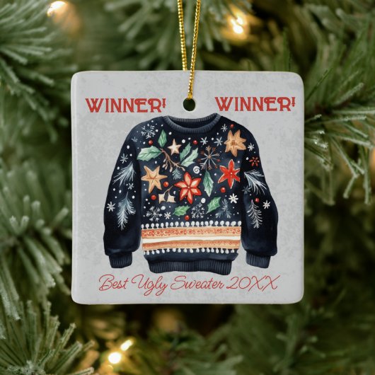 Winnaar! Winnaar! Beste lelijke trui van 20xx Keramisch Ornament (Boom)