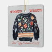 Winnaar! Winnaar! Beste lelijke trui van 20xx Keramisch Ornament (Links)
