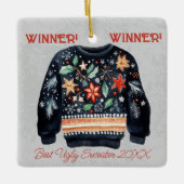 Winnaar! Winnaar! Beste lelijke trui van 20xx Keramisch Ornament (Voorkant)