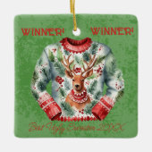Winnaar! Winnaar! Beste lelijke trui van 20xx Keramisch Ornament (Voorkant)