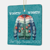 Winnaar! Winnaar! Beste lelijke trui van 20xx Keramisch Ornament (Links)