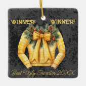 Winnaar! Winnaar! Beste lelijke trui van 20xx Keramisch Ornament (Voorkant)