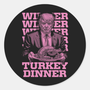 Winnaar Winnaar Kalkoen Diner Grappig Trump Dankze Ronde Sticker
