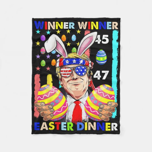 Winnaar Winnaar Pasendiner Trump Grappig Pasen Fleece Deken (Voorkant)