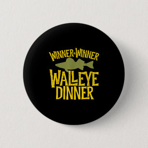 Winnaar Winnaar Walleye Diner Grappige Vis Vissers Ronde Button 5,7 Cm