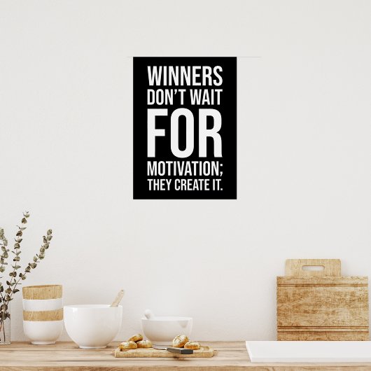 Winnaars Creëer Motivatie - Hustle Succes Grind Poster (Keuken)