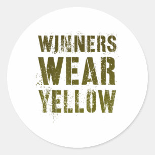 Winnaars Draag Geel Oorlogsspel Zomerkamp T Ronde Sticker