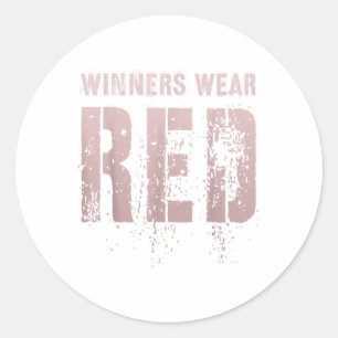 winnaars Draag Red Summer Camp Team Color Wa Ronde Sticker