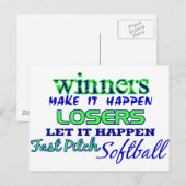 Winnaars....Fast Pitch Softball Briefkaart (Voorkant / Achterkant)