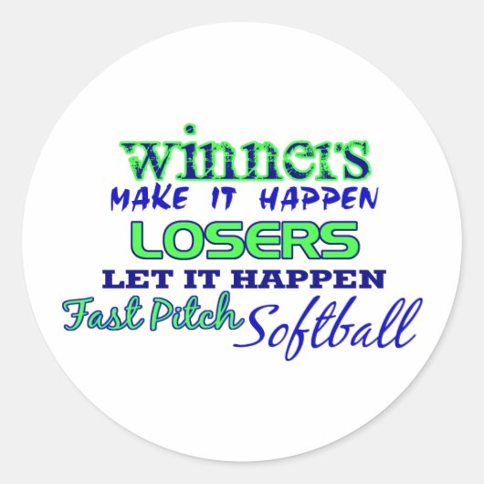 Winnaars....Fast Pitch Softball Ronde Sticker (Voorkant)