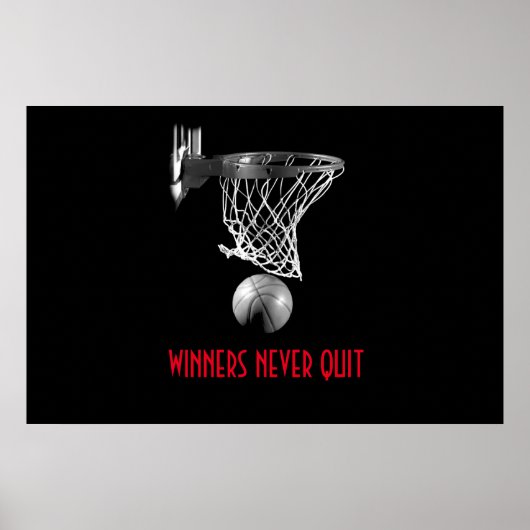Winnaars geven basketbal nooit op poster (Voorkant)