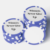 Winnaars geven nooit op poker chip (Opstapeling)