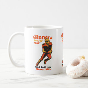 Winnaars Geven Nooit Op Voetbal Motivatie Spreuk Koffiemok
