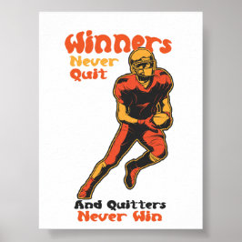 Winnaars Geven Nooit Op Voetbal Motivatie Spreuk Poster