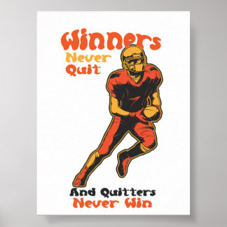 Winnaars Geven Nooit Op Voetbal Motivatie Spreuk Poster