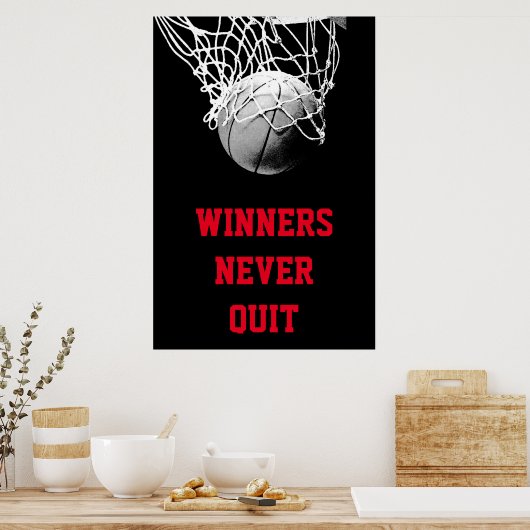 Winnaars houden het Basketball-Poster nooit af Poster (Keuken)