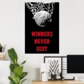 Winnaars houden het Basketball-Poster nooit af Poster (Thuiskantoor)