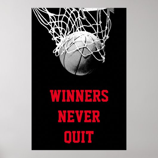 Winnaars houden het Basketball-Poster nooit af Poster (Voorkant)