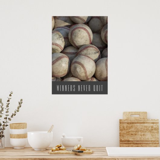 Winnaars houden nooit Inspirerend honkbal uit Poster (Keuken)