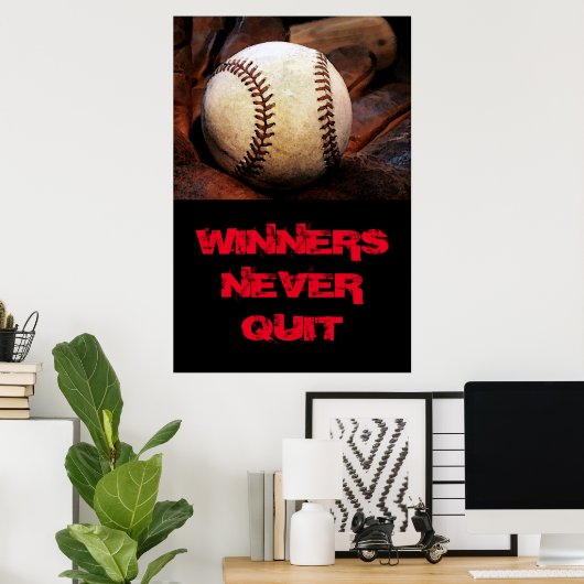Winnaars houden nooit Inspirerend honkbal uit Poster (Thuiskantoor)