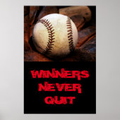 Winnaars houden nooit Inspirerend honkbal uit Poster (Voorkant)